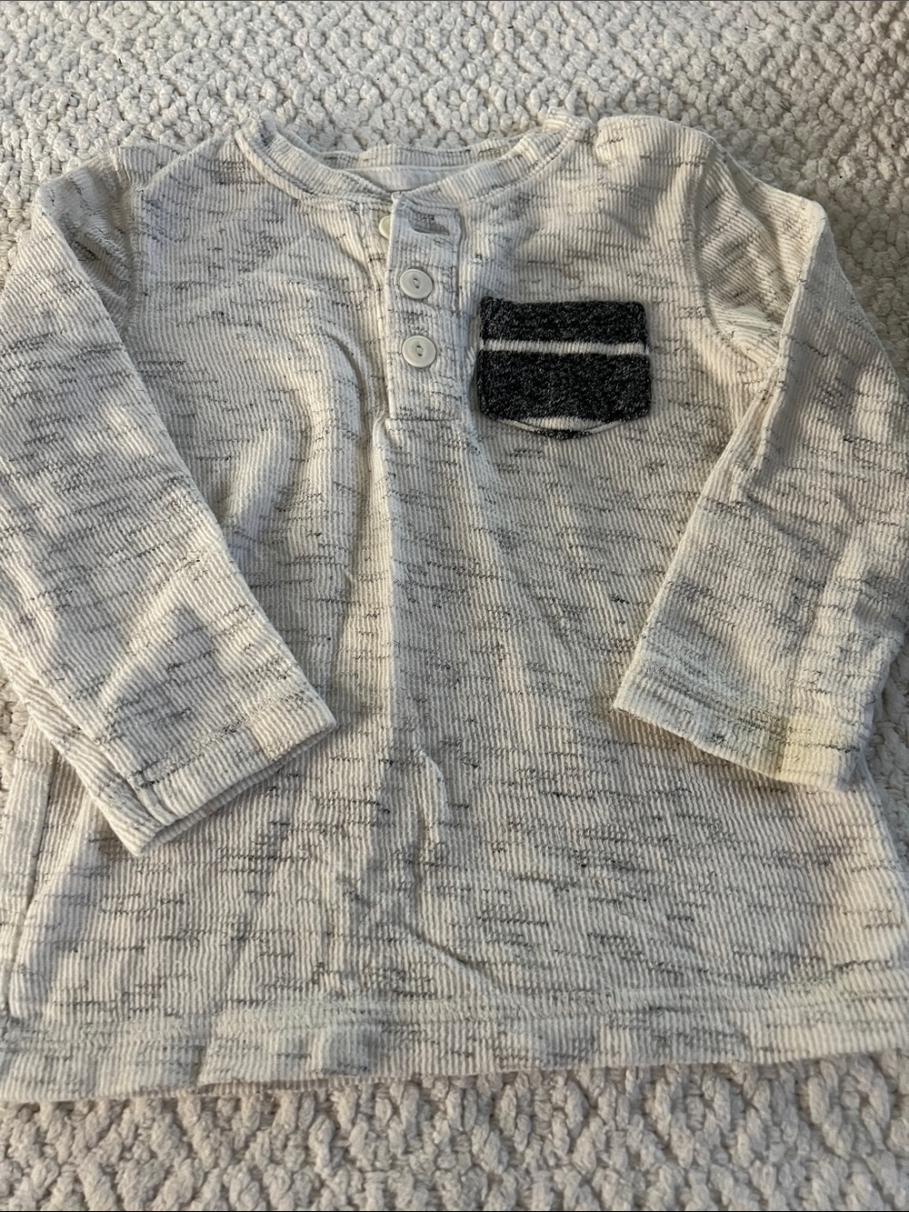 Cat & Jack White Long-Sleeve Henley with Black Pocket Accent